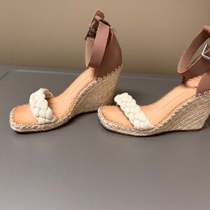 Dolce Vita Tan and Cream Braided Wedges